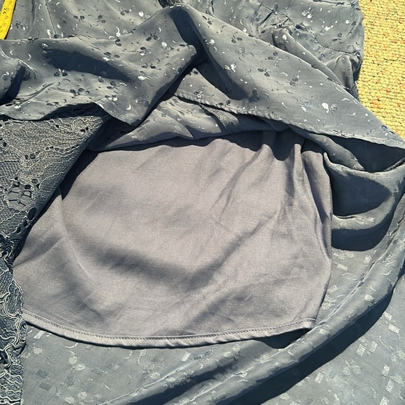 NWT Anthropologie Asymmetrical Lace Blue Maxi Dress Size 16 - Picture 12 of 15